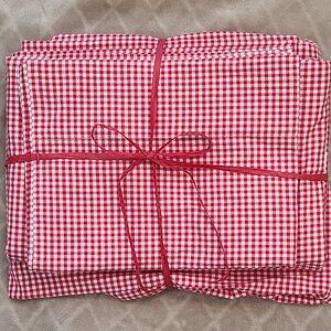 Pottery Barn Kids Twin red and white gingham check sheet set
